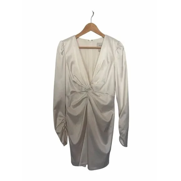 bhldn maya long-sleeve twist satin mini dress BHLDN | Dresses | Bhldn Maya Longsleeve Twist Satin White Mini Dress